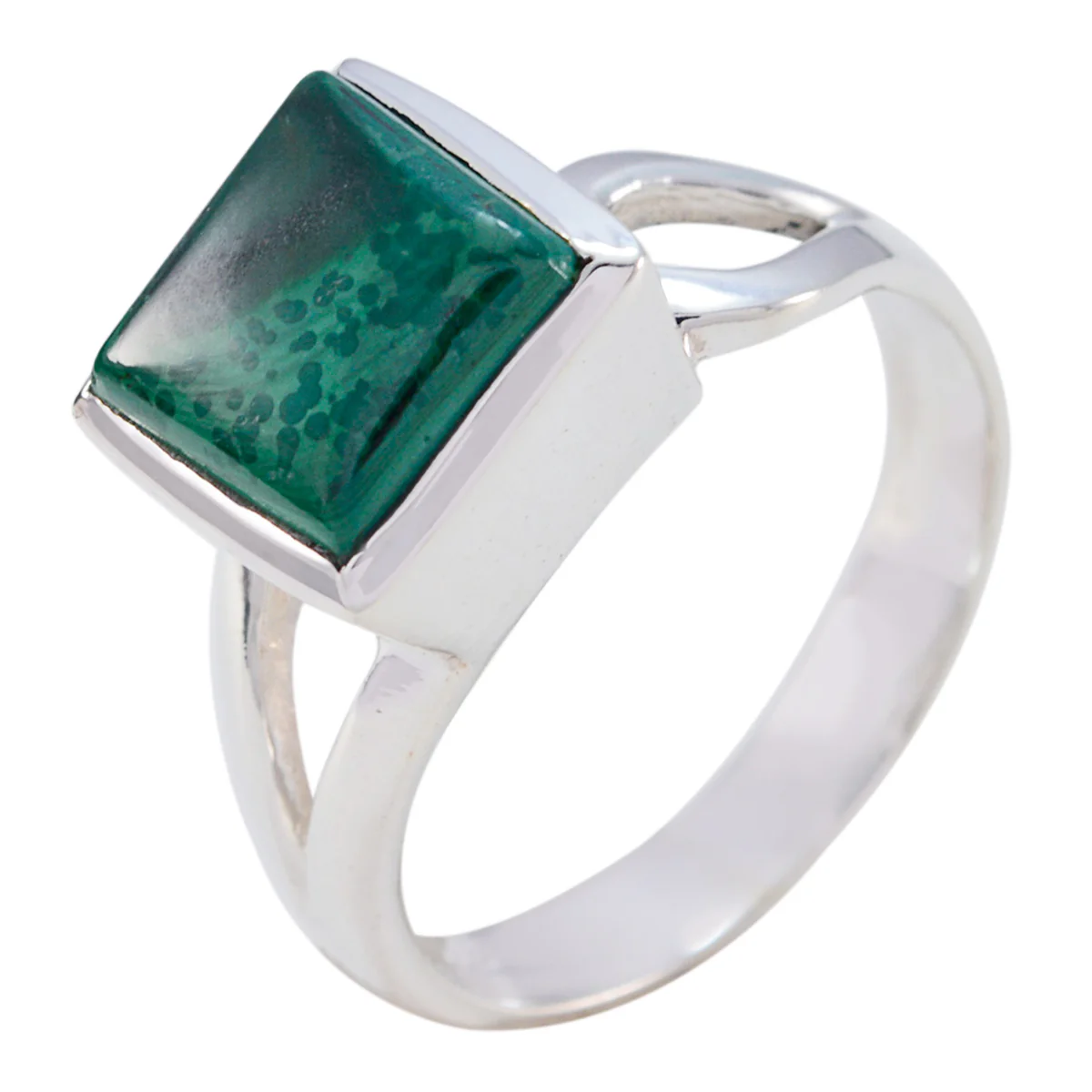 Malachite Solitaire Russian Sterling Silver Green Gemstones Mid-weight Romantic Ring Jewellery - Image 3