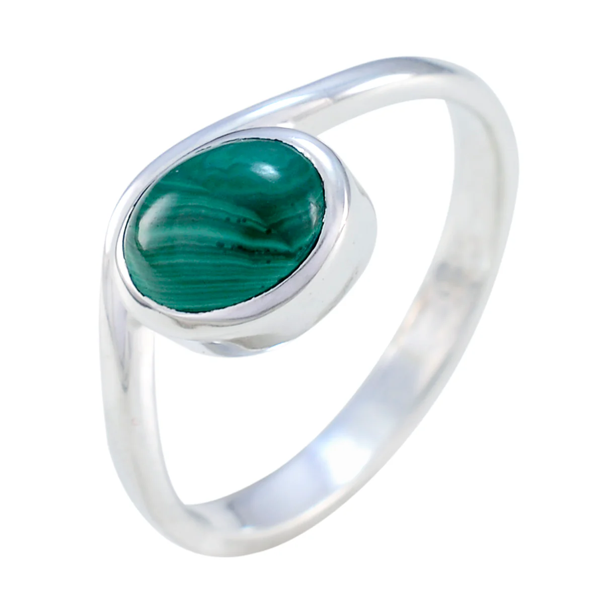 Malachite Solitaire Turkish 92.5 Silver Green Gems Whisper-thin Abstract Ring Jewelry - Image 2