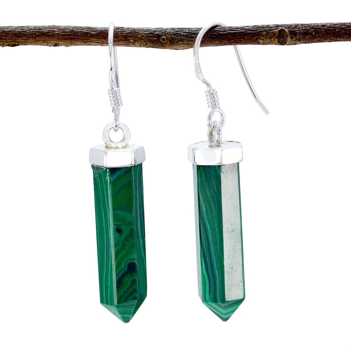 Malachite Spanish Penelope multiple Dangle Green Silver Earring