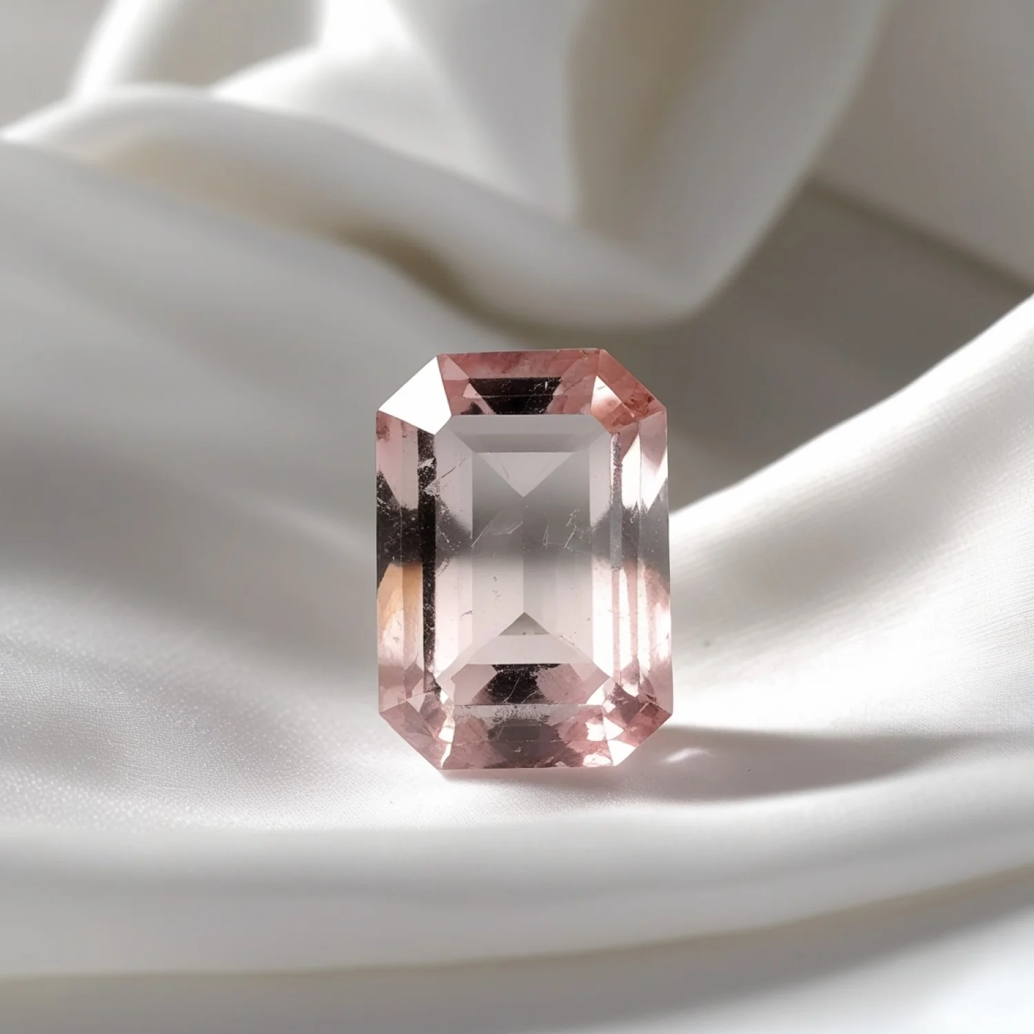 Morganite 1PC Tiny 5x7 MM Emerald Faceted Pink Sparkling Semi Precious Gems - Image 2