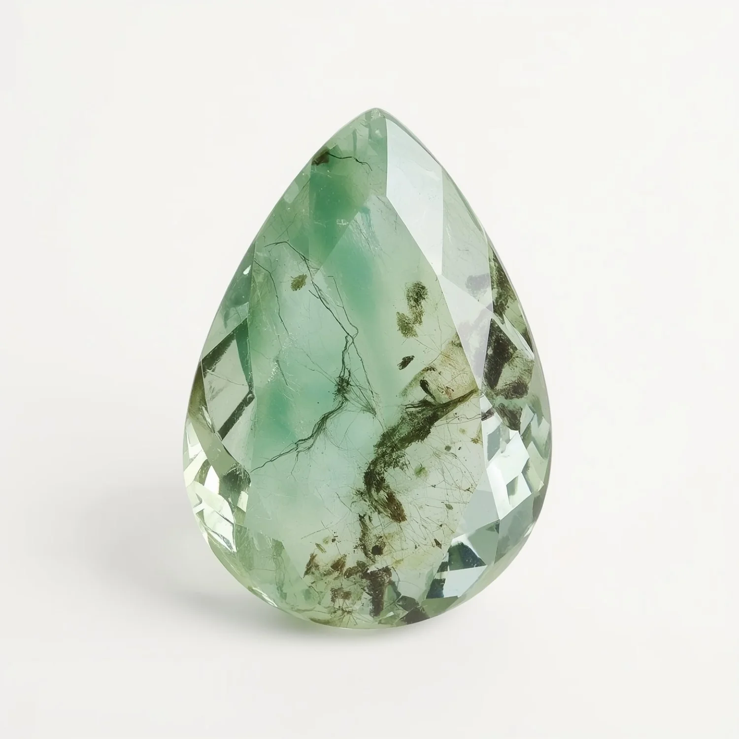 Moss Agate 1PC Chunky 13x18 MM Pear Faceted Green Splendid Semi Precious Gems