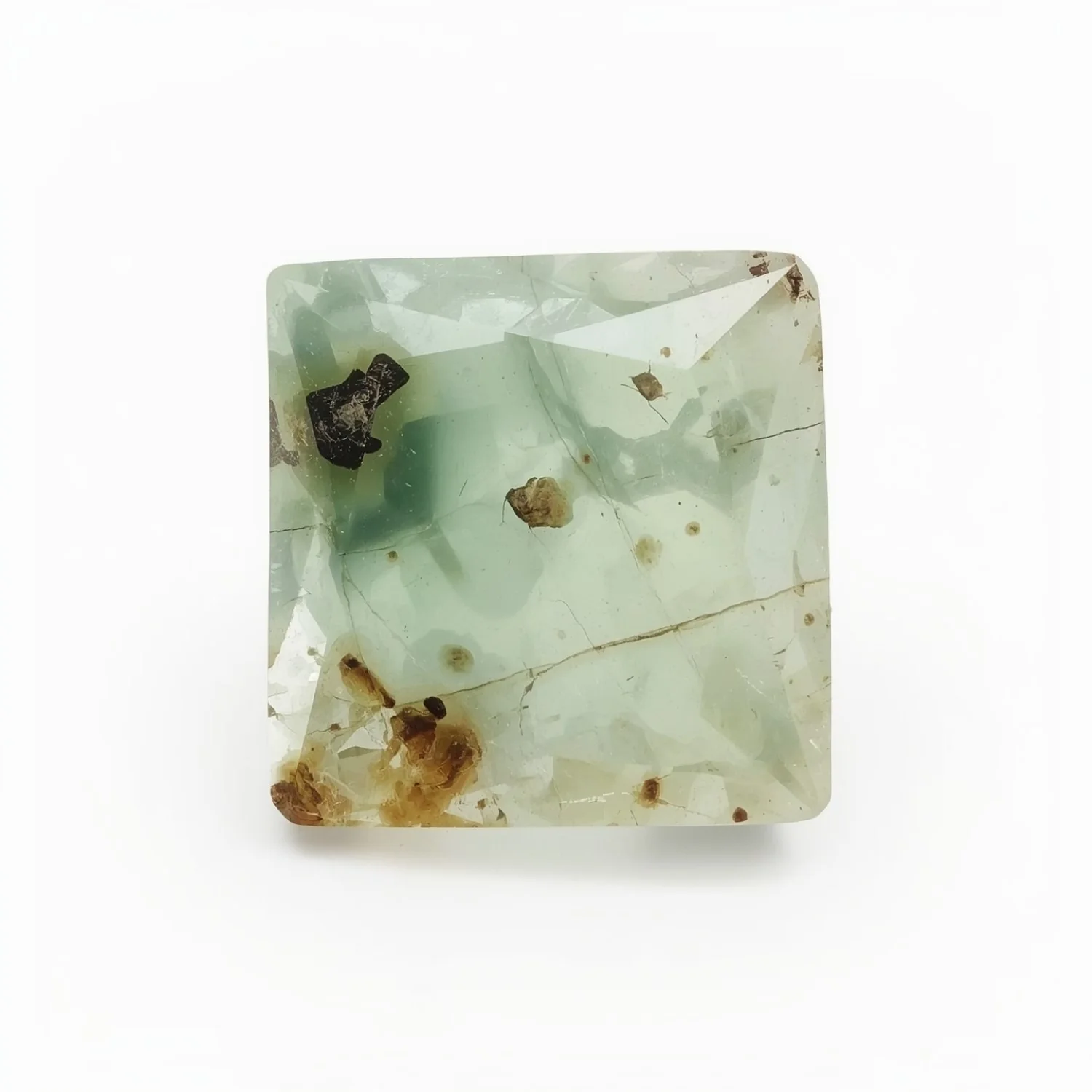 Moss Agate 1PC Chunky 15x15 MM Square Faceted Green Superior Semi Precious Loose Gemstone