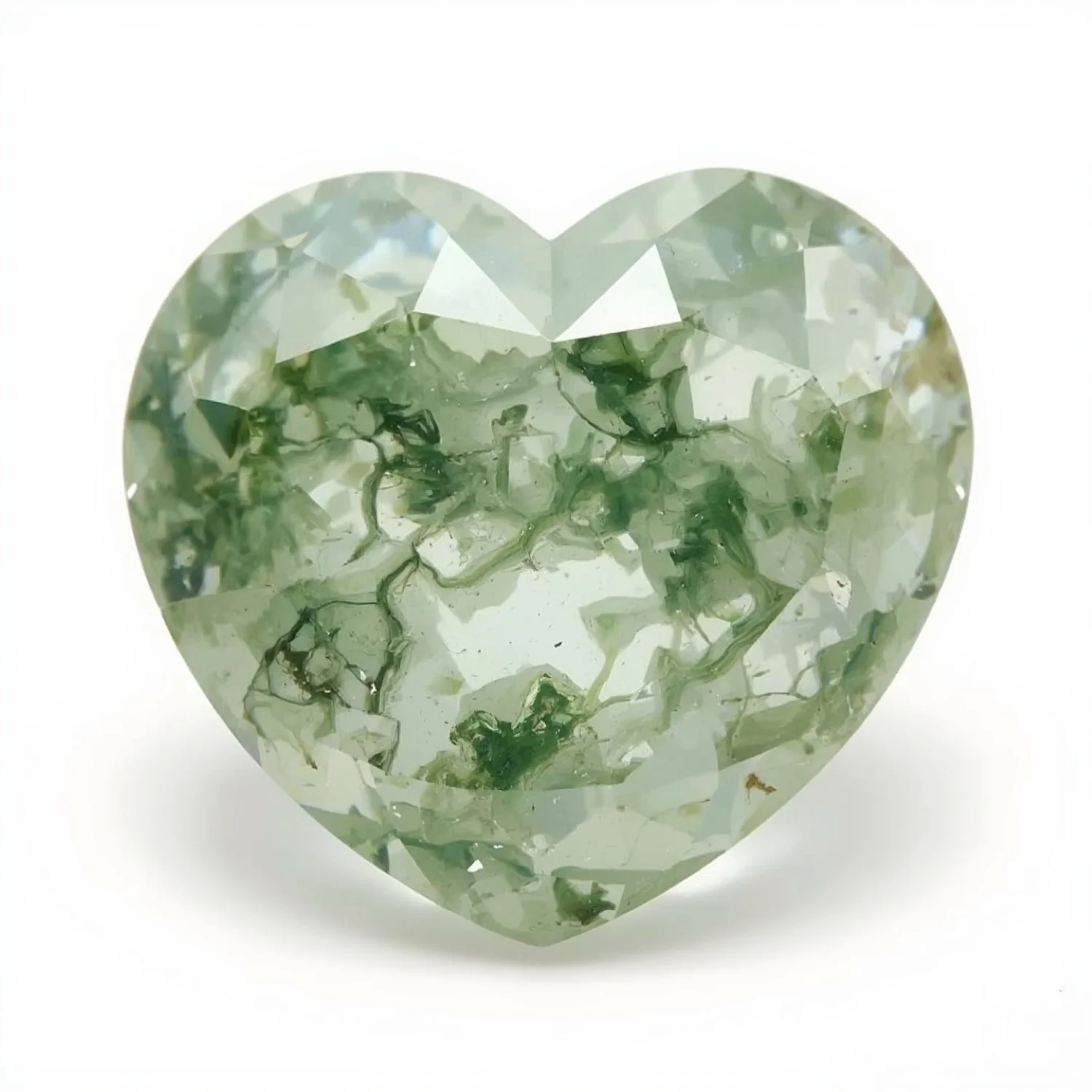 Moss Agate 1PC Chunky 16x16 MM Heart Faceted Green Pure Semi Precious Loose Gemstones