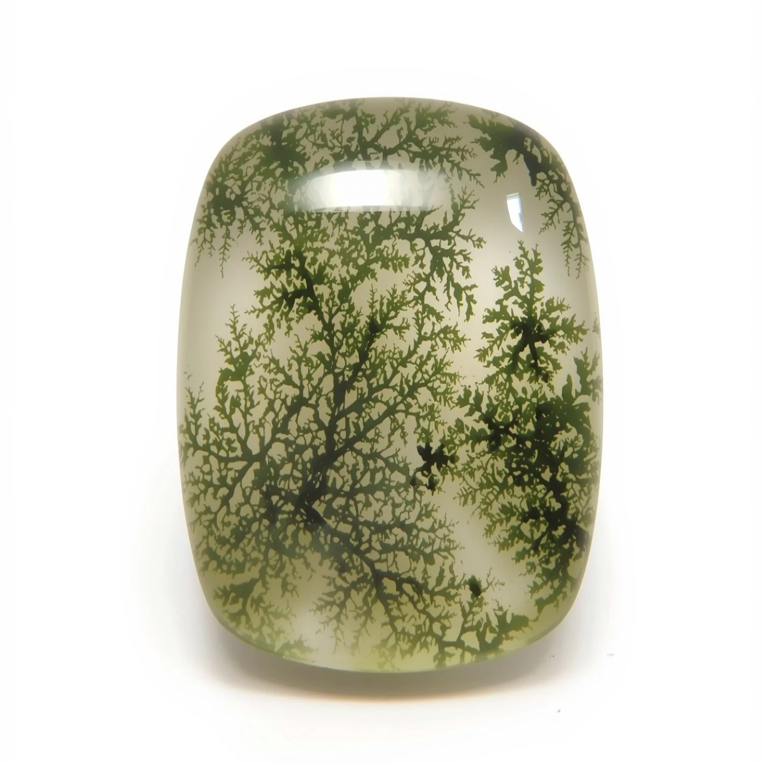 Moss Agate 1PC Large 10x12 MM Emerald Cabochon Green Sparkling semi Precious Gems - Image 2