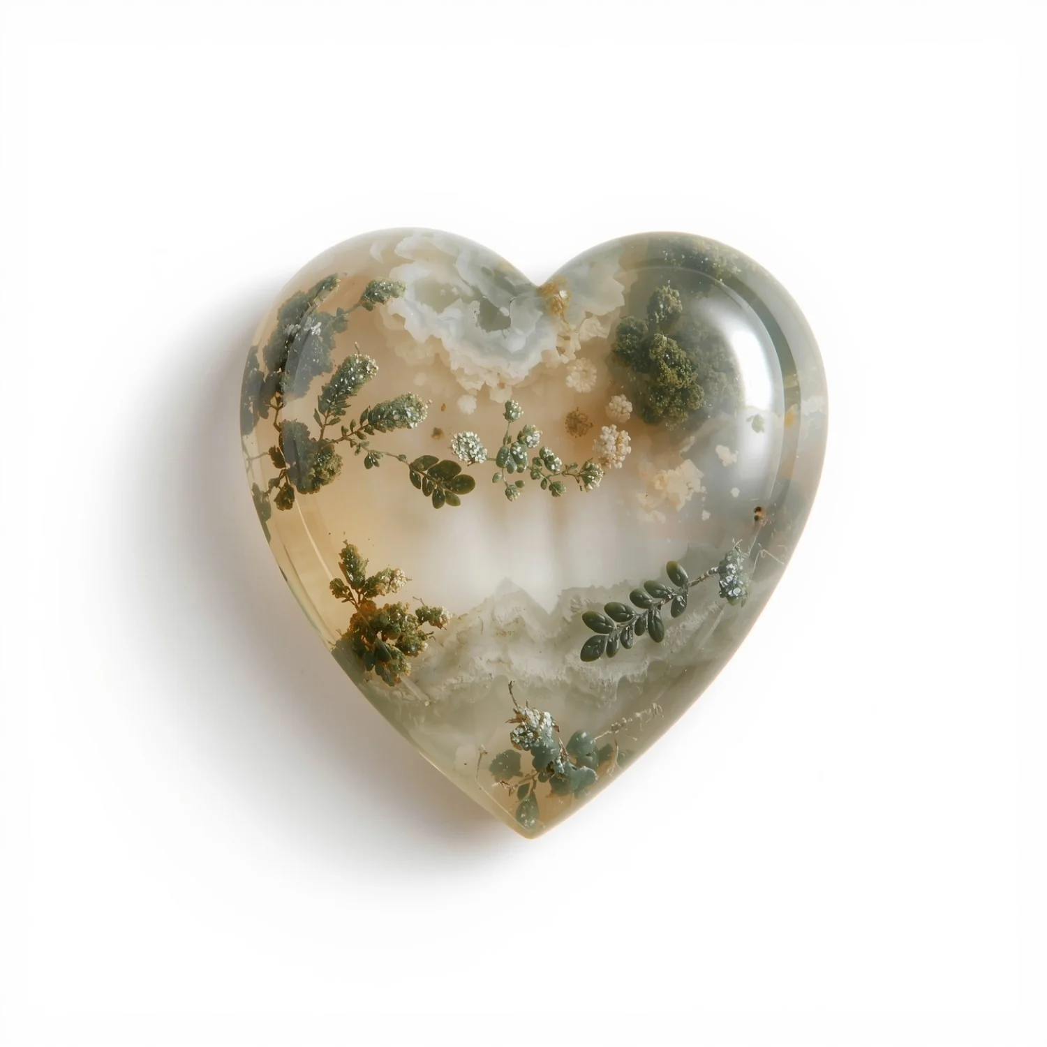 Moss Agate 1PC Large 11x11 MM Heart Cabochon Green Fine semi Precious Loose Gemstone - Image 2