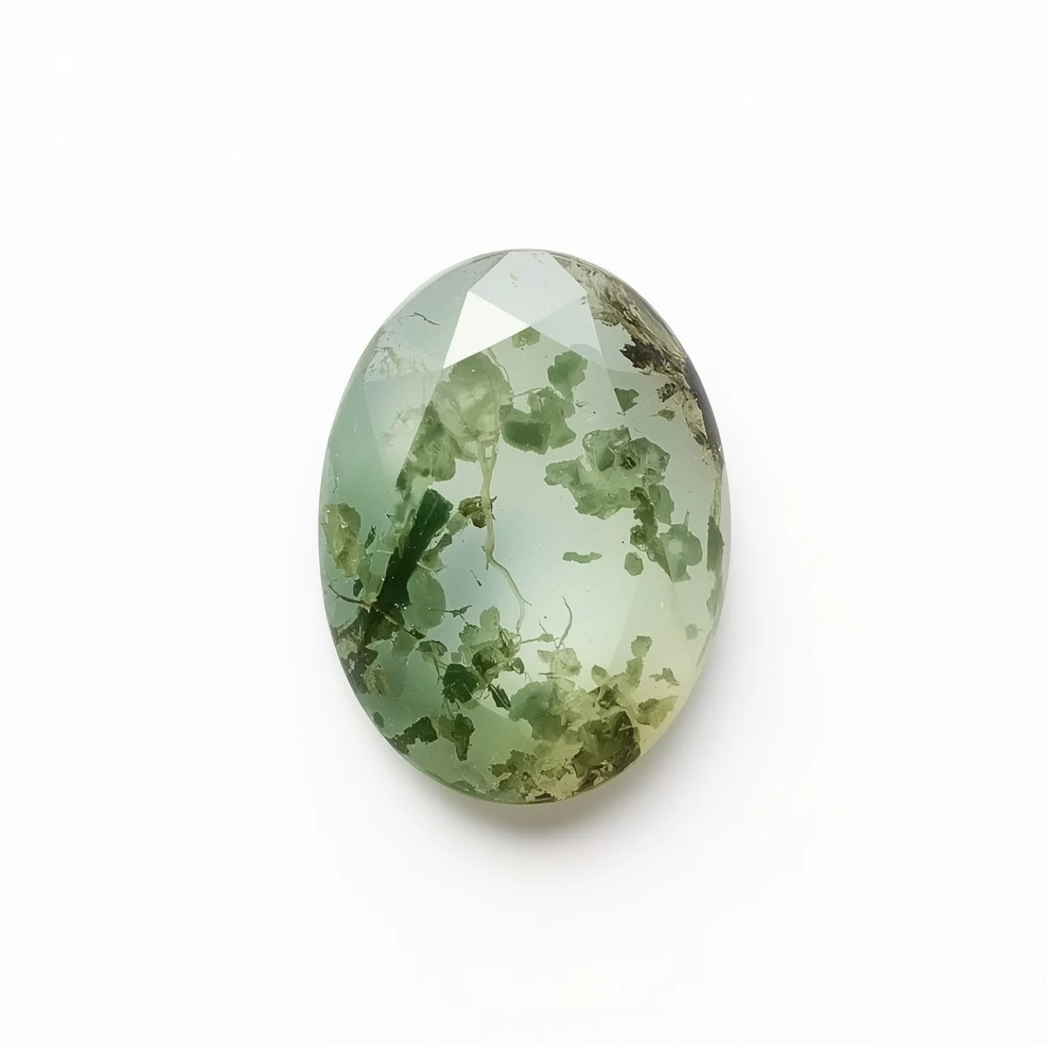 Moss Agate 1PC Large 8x12 MM Oval Faceted Green Splendid Semi Precious Loose Gemstone - Image 2