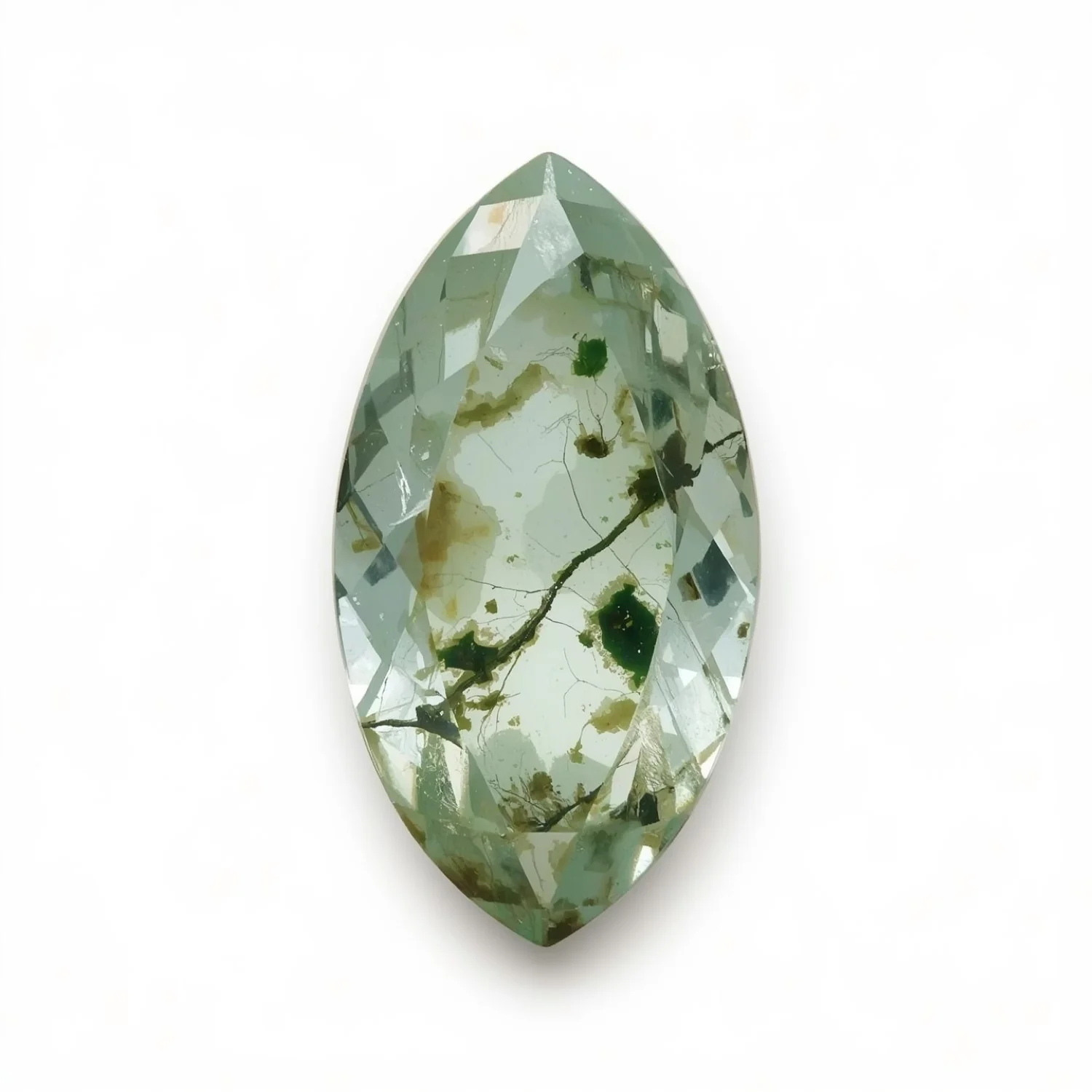 Moss Agate 1PC Large 8x16 MM Marquise Faceted Green Superior Semi Precious Gems