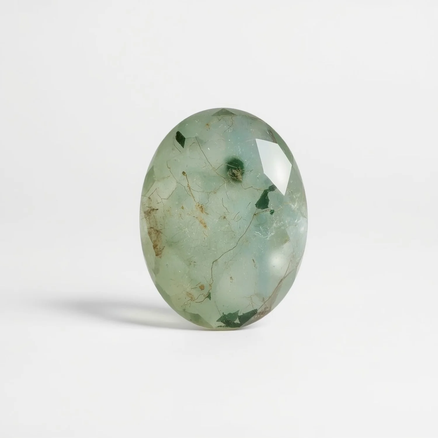 Moss Agate 1PC Large 9x11 MM Oval Faceted Green Polished Semi Precious Loose Gems