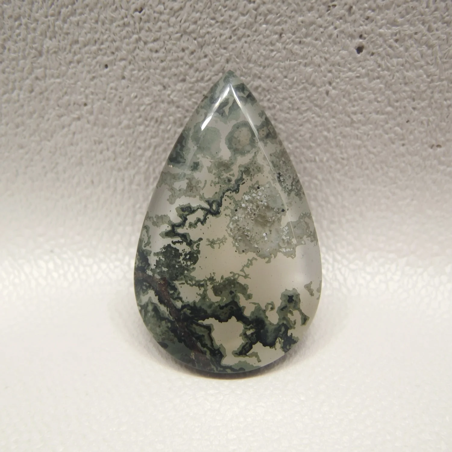 Moss Agate 1PC Large 9x11 MM Pear Cabochon Green Natural semi Precious Gems - Image 2