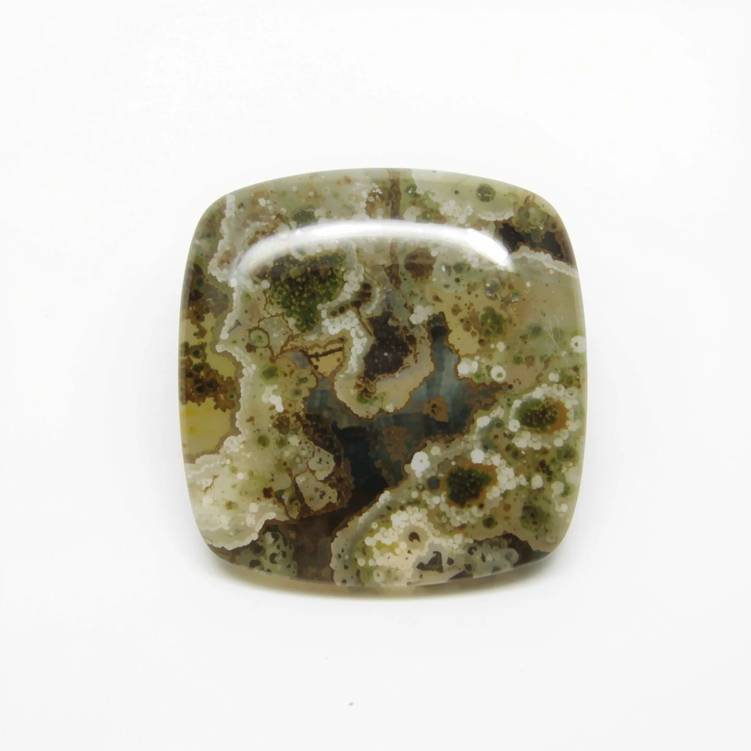 Moss Agate 1PC Medium 9x9 MM Cushion Cabochon Green Genuine semi Precious Precious Gemstone