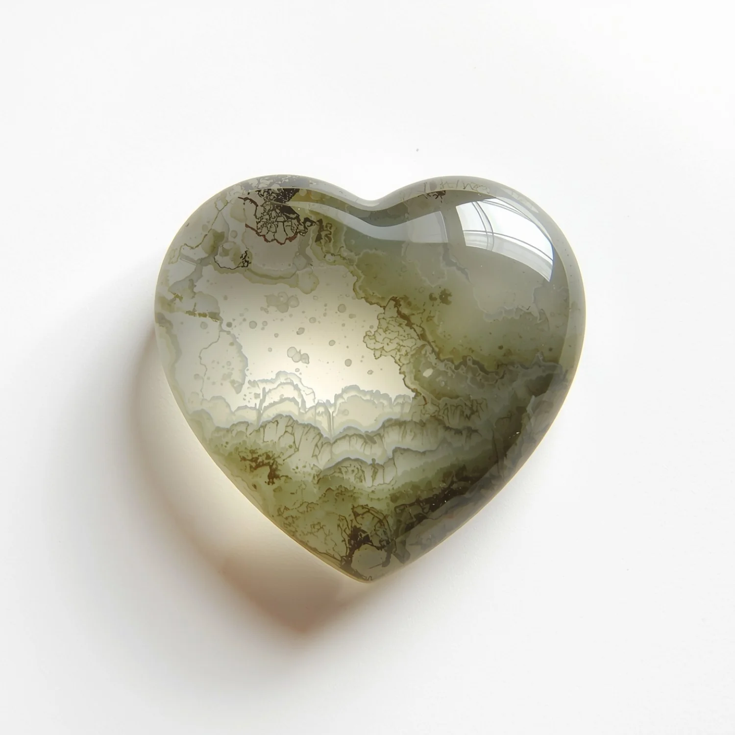 Moss Agate 1PC Medium 9x9 MM Heart Cabochon Green Lustrous semi Precious Gems - Image 2
