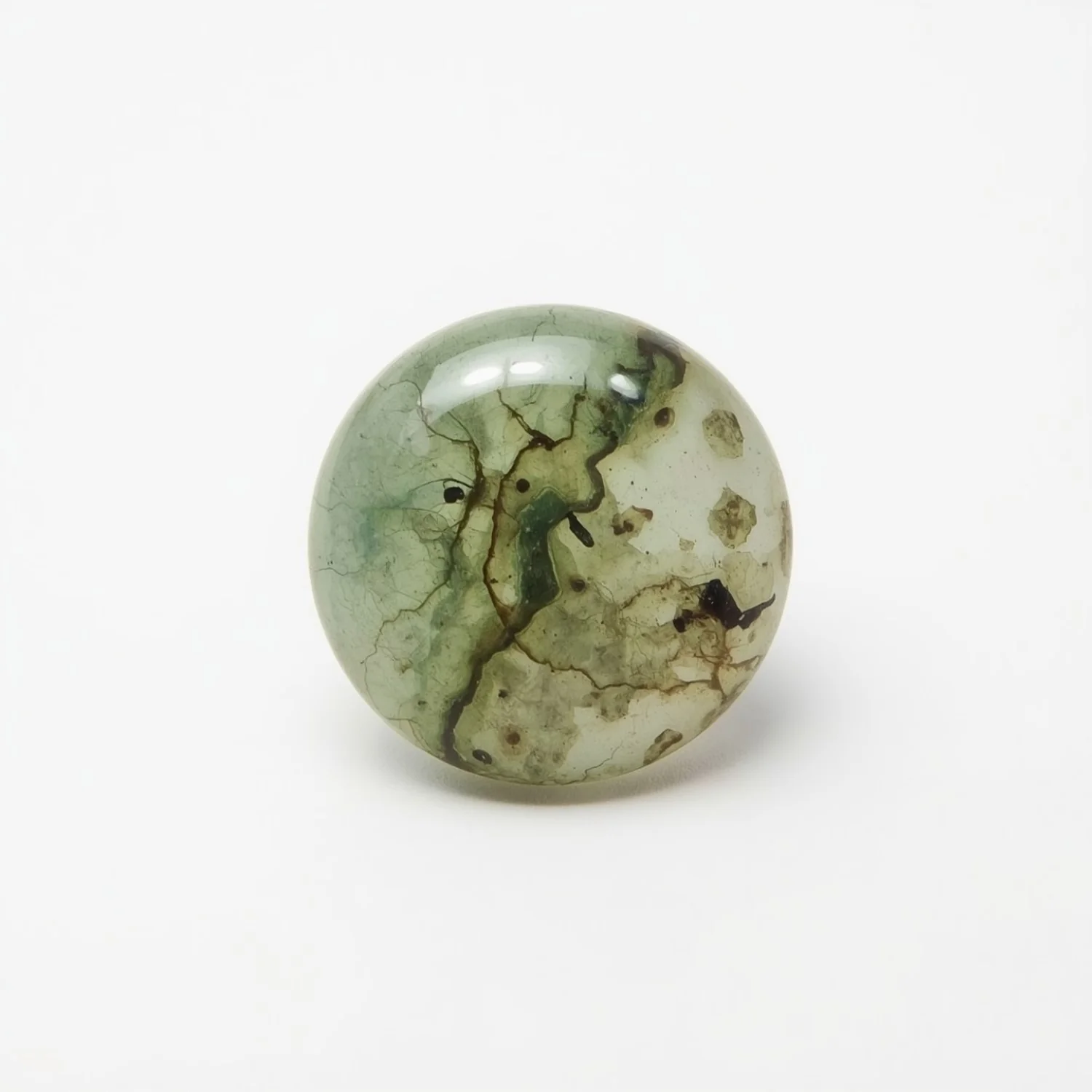 Moss Agate 1PC Medium 9x9 MM Round Cabochon Green Luster semi Precious Precious Gemstone - Image 2
