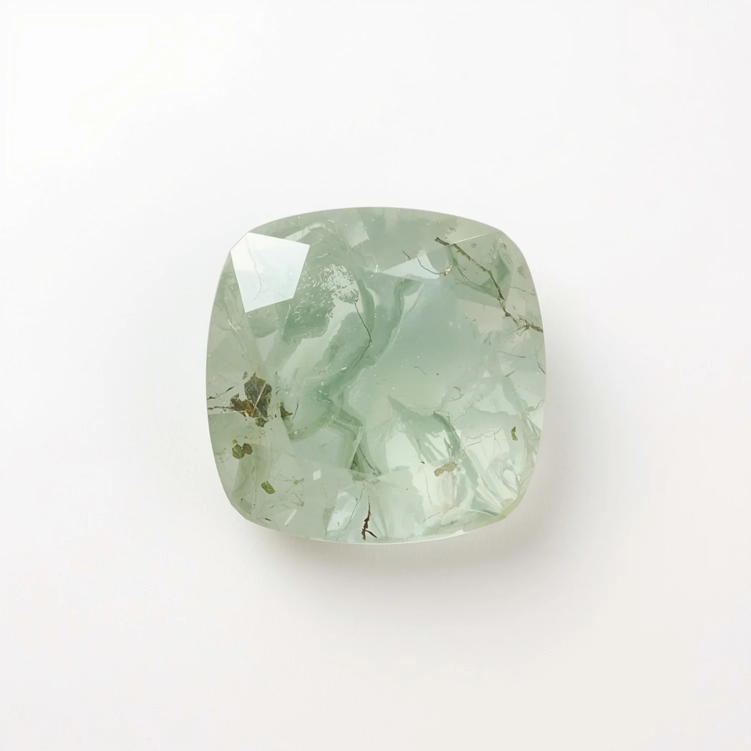 Moss Agate 1PC Medium 9x9 MM Square Faceted Green Lustrous Semi Precious Gems - Image 2