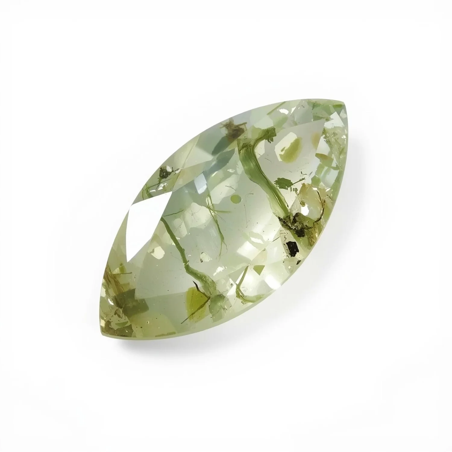 Moss Agate 1PC Small 6x12 MM Marquise Faceted Green Natural Semi Precious Loose Gemstone - Image 2