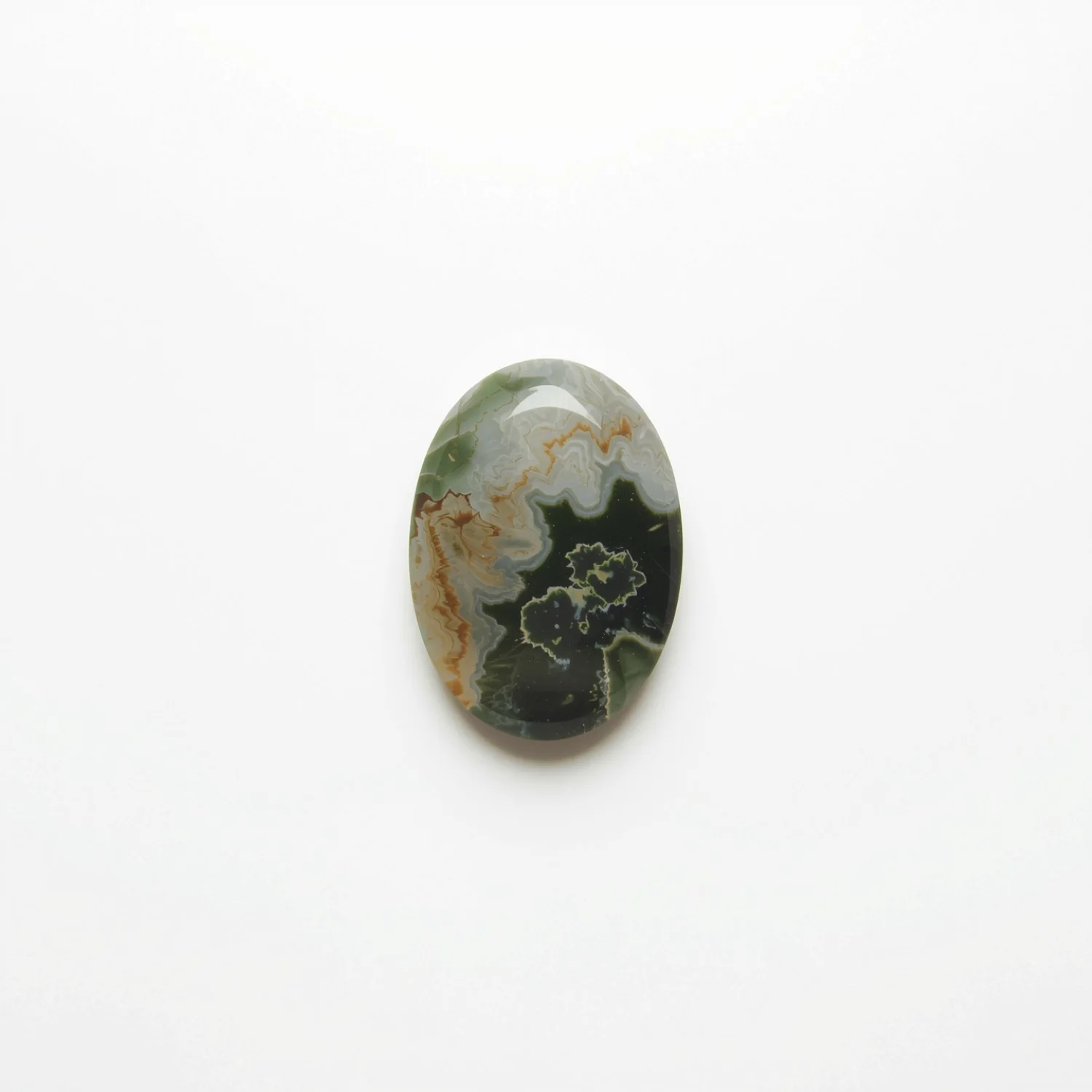 Moss Agate 1PC Small 6x8 MM Oval Cabochon Green Fiery semi Precious Loose Gemstone