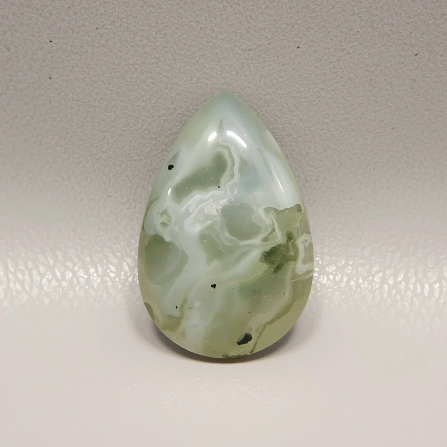 Moss Agate 1PC Small 6x8 MM Pear Cabochon Green Luster semi Precious Loose Gems - Image 2