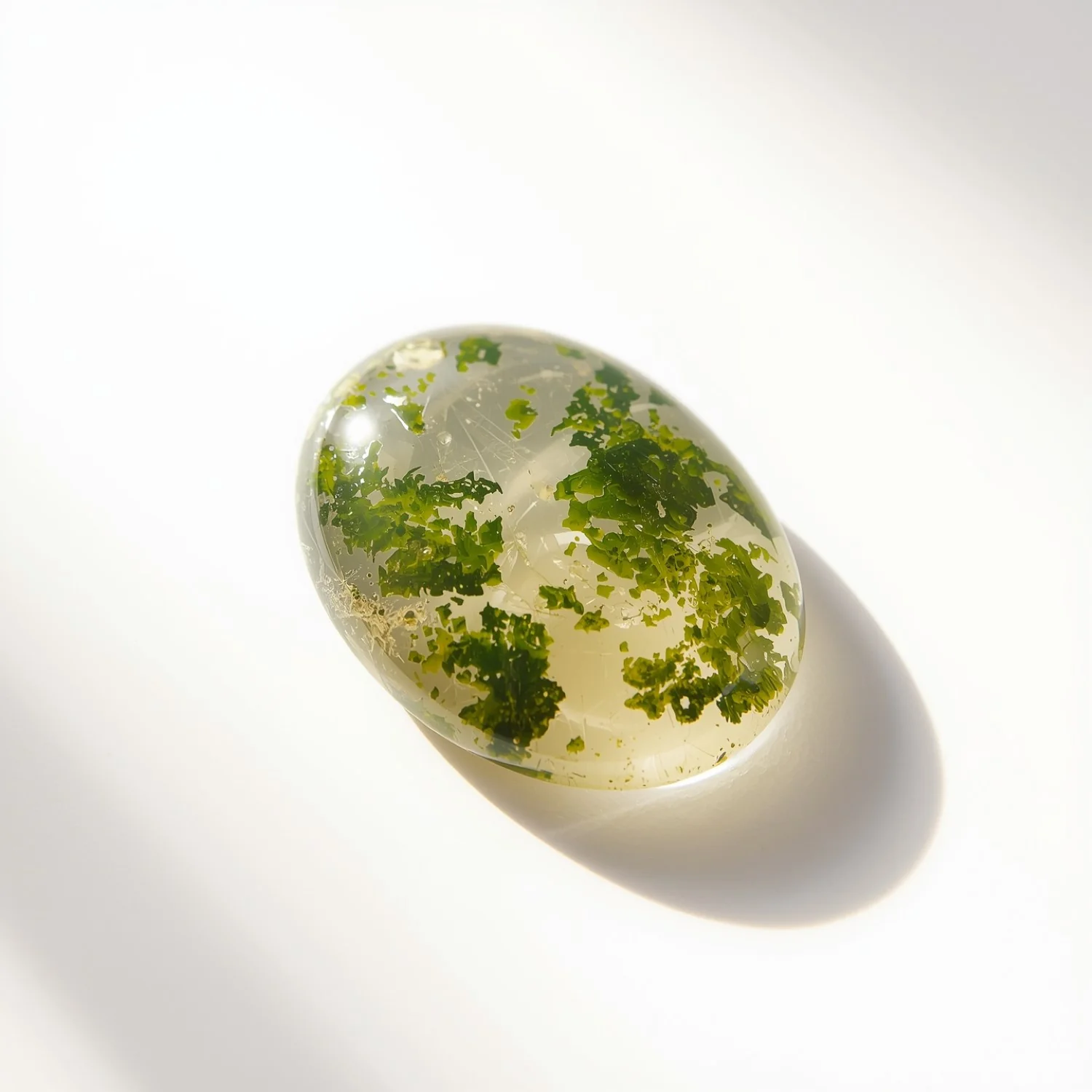 Moss Agate 1PC Small 7x9 MM Oval Cabochon Green Sparkling semi Precious Semi Precious Gemstone