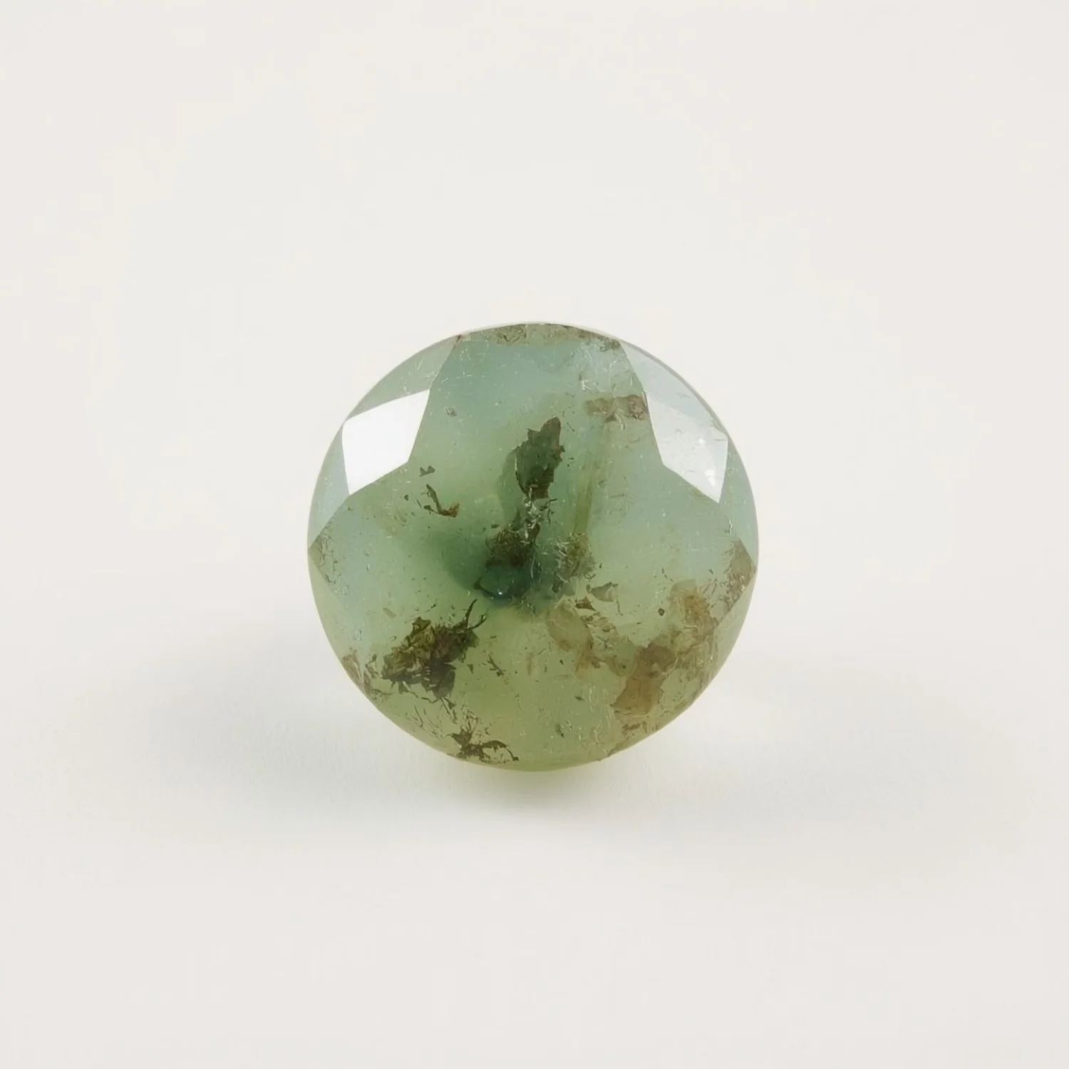 Moss Agate 1PC Small 8x8 MM Round Faceted Green Luster Semi Precious Loose Gemstones
