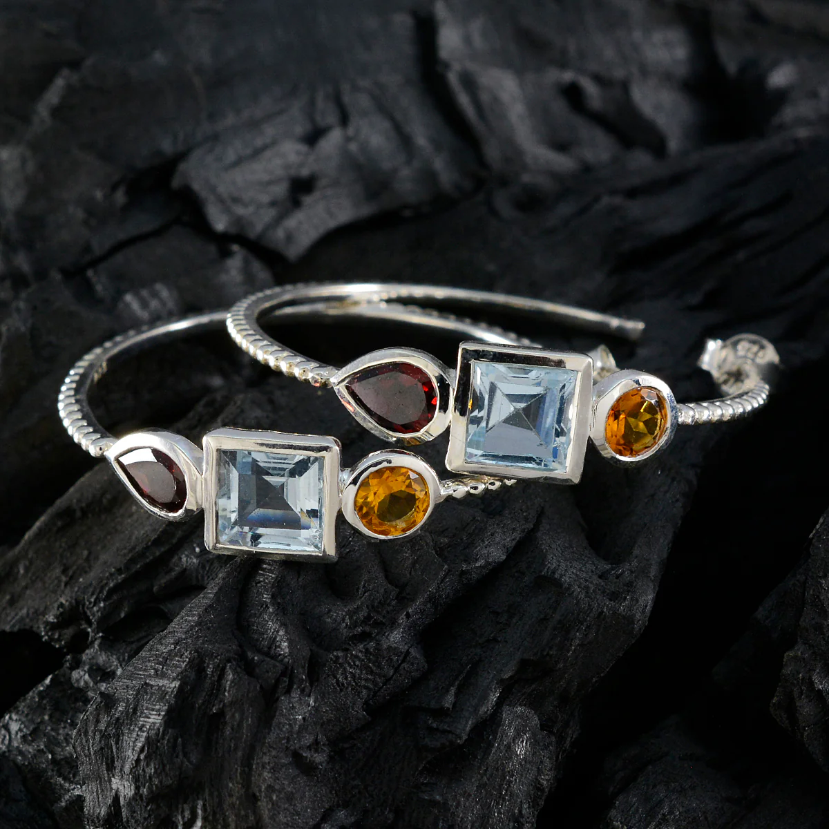 Multi African Ji-eun Trilogy Stud multicolor 925 Silver Earring - Image 2