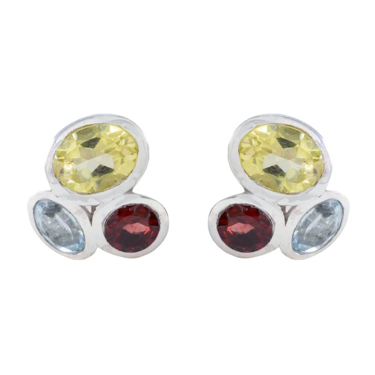 Multi African Katarina multiple Stud multicolor 925 Silver Earring