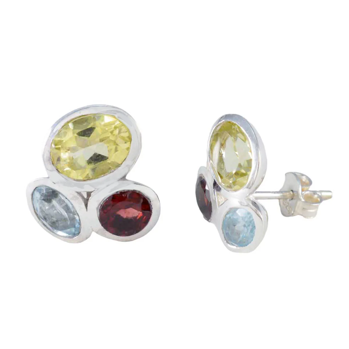 Multi African Katarina multiple Stud multicolor 925 Silver Earring - Image 2