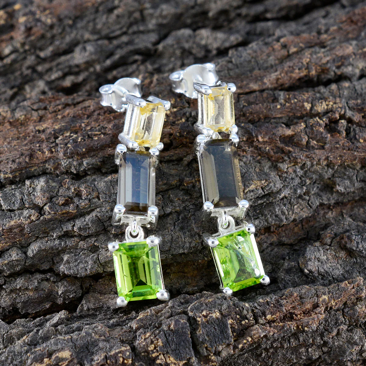 Multi African Nova multiple Stud multicolor 92.5 Silver Earring - Image 3