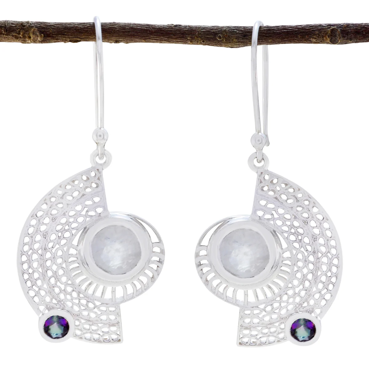 Multi African Teresa multiple Dangle multicolor 925 Sterling Silver Earring