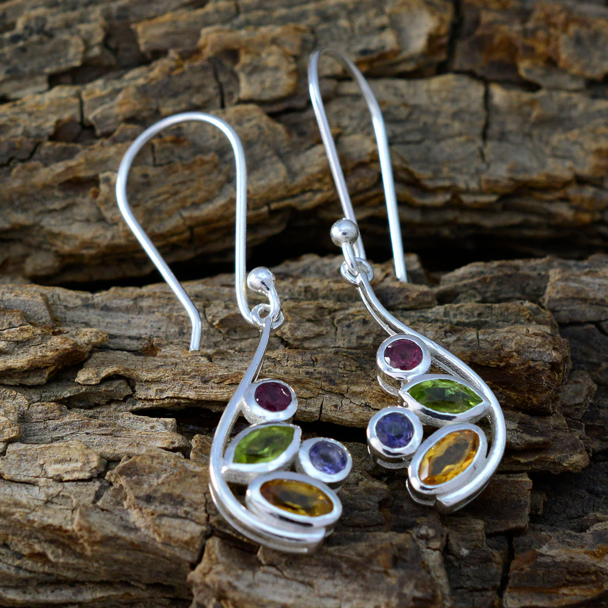Multi African Wen multiple Dangle multicolor 925 Silver Earring - Image 3