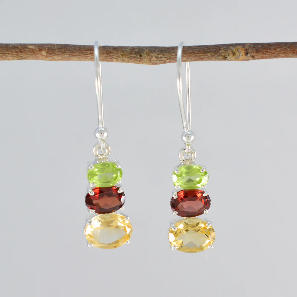 Multi African Yasmin multiple Dangle multicolor 925 Sterling Silver Earring - Image 2