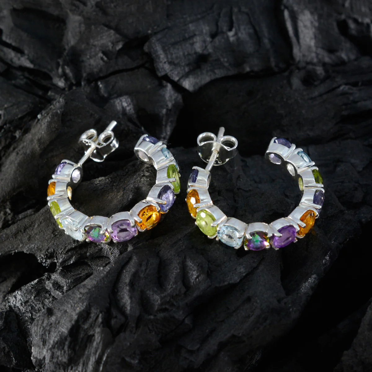 Multi American Joaquina multiple Stud multicolor Sterling Silver Earring - Image 2