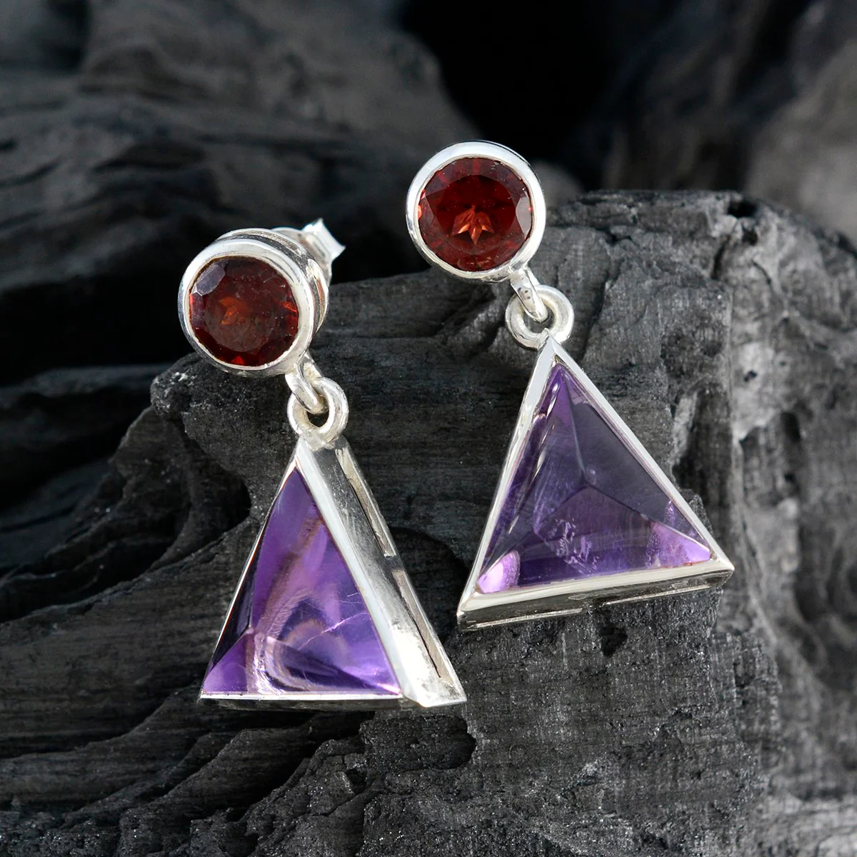 Multi American María multiple Stud multicolor 925 Sterling Silver Earring - Image 5