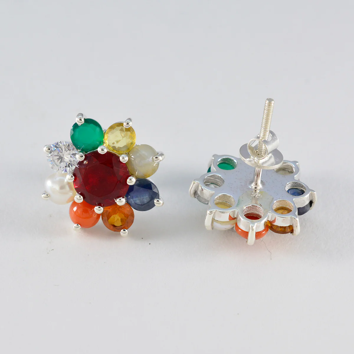 Multi American Maríaa multiple Stud multicolor 92.5 Silver Earring - Image 3