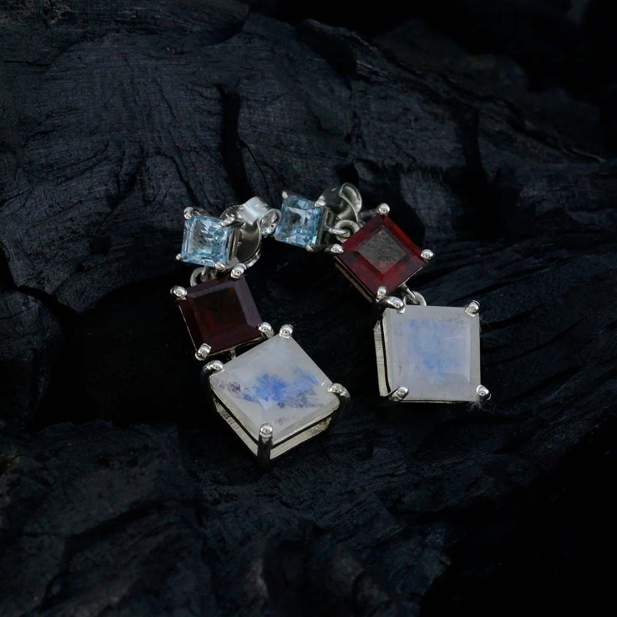 Multi American Mei Trilogy Stud multicolor Sterling Silver Earring - Image 2