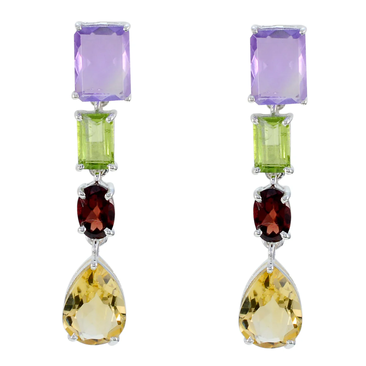 Multi American Rina multiple Stud multicolor Silver Earring