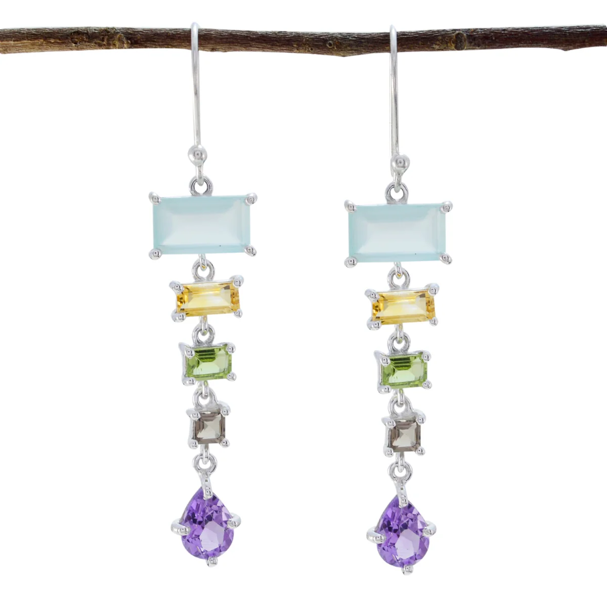 Multi American Yasmin multiple Dangle multicolor 925 Sterling Silver Earring