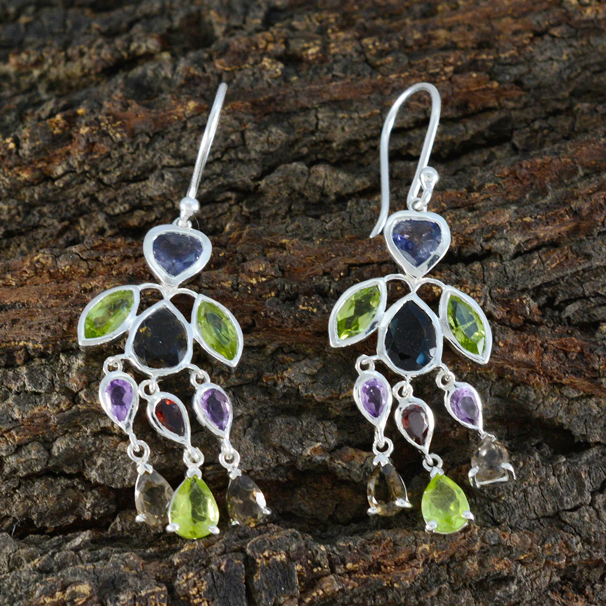 Multi American Ying multiple Dangle multicolor 925 Silver Earring - Image 3
