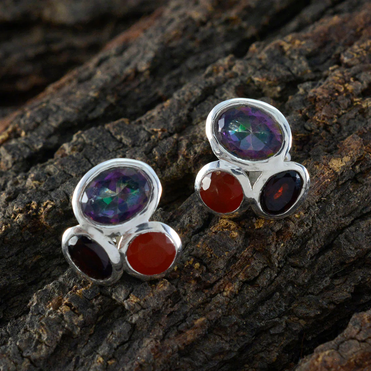 Multi Australian Isabelle multiple Stud multicolor Sterling Silver Earring - Image 3