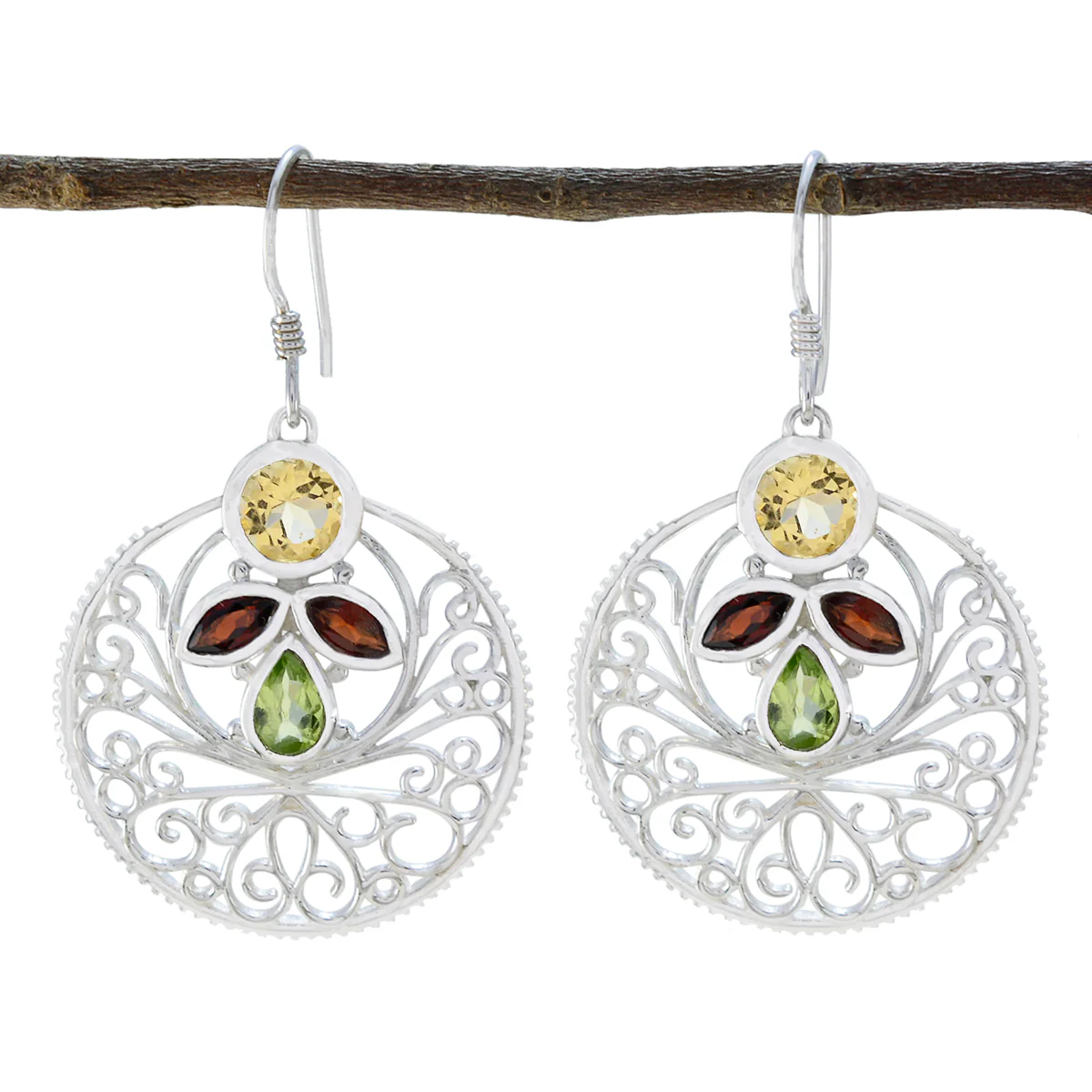 Multi Australian Julia quarter Dangle multicolor 925 Sterling Silver Earring