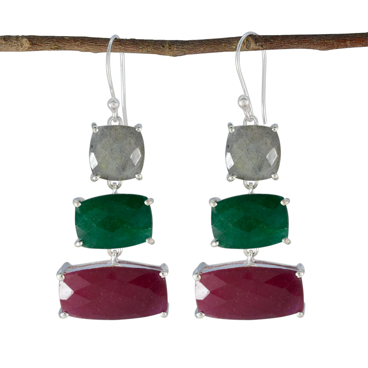 Multi Australian Julia Trilogy Dangle multicolor Silver Earring