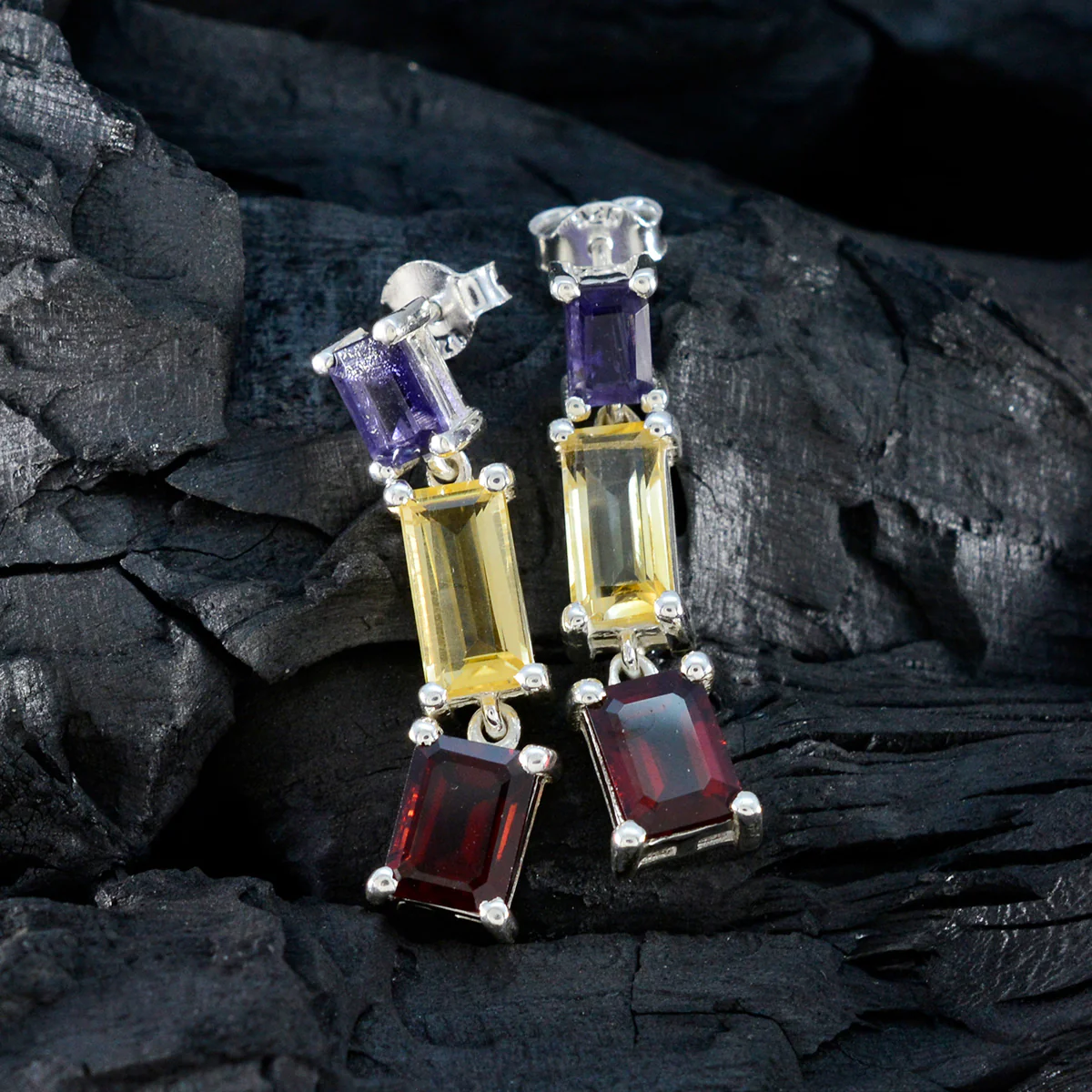 Multi Australian Mia multiple Stud multicolor 92.5 Silver Earring - Image 4