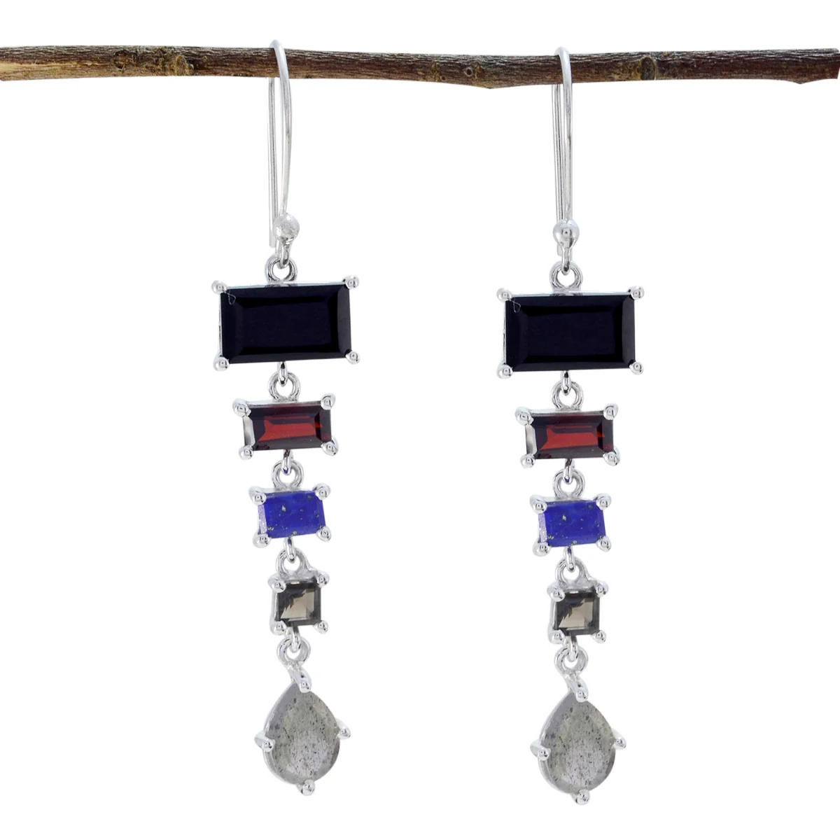 Multi Australian Nari multiple Dangle multicolor 925 Silver Earring