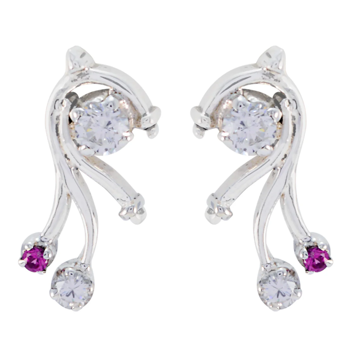 Multi CZ African Agnes multiple Stud multicolor 925 Sterling Silver Earring