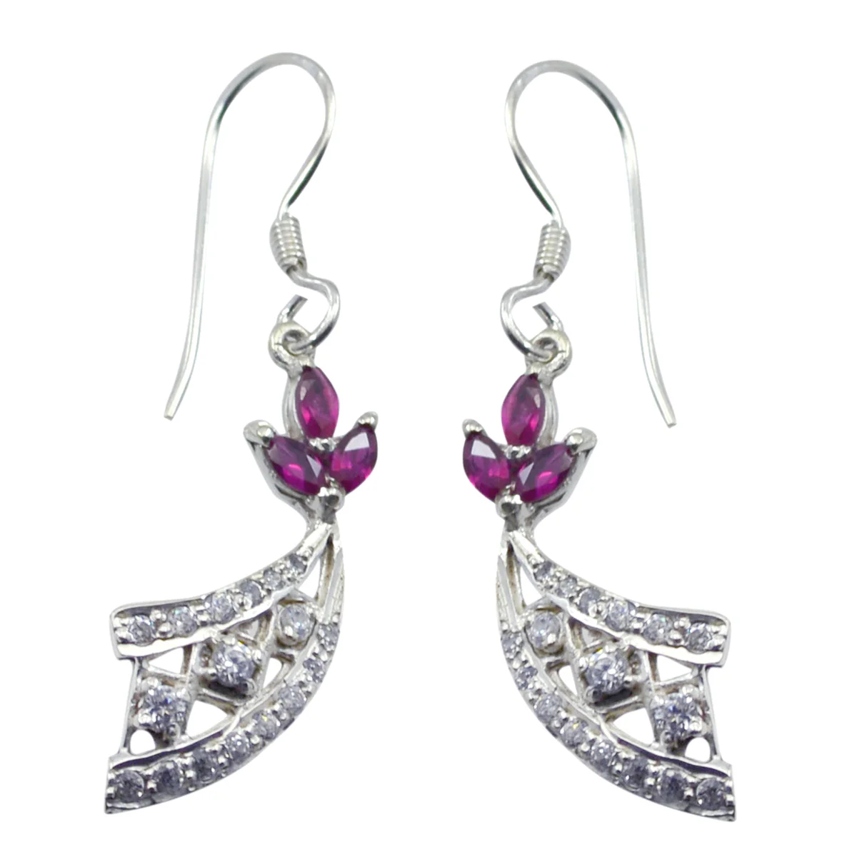 Multi CZ African Chloe multiple Dangle multicolor 925 Silver Earring