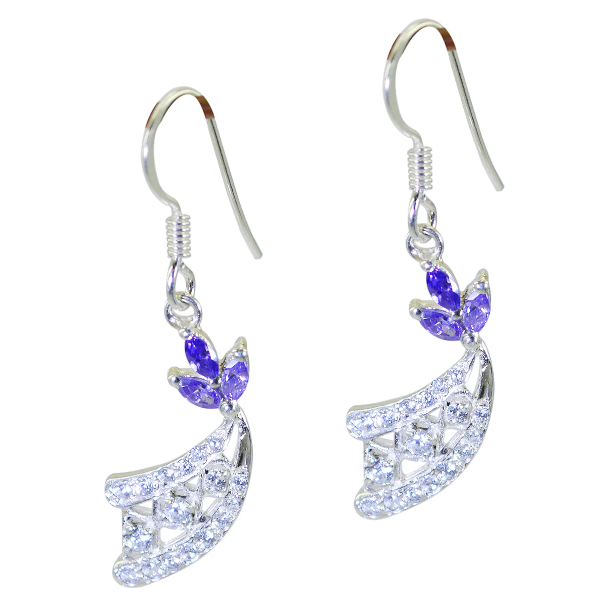 Multi CZ Australian Bella multiple Dangle multicolor Sterling Silver Earring - Image 2
