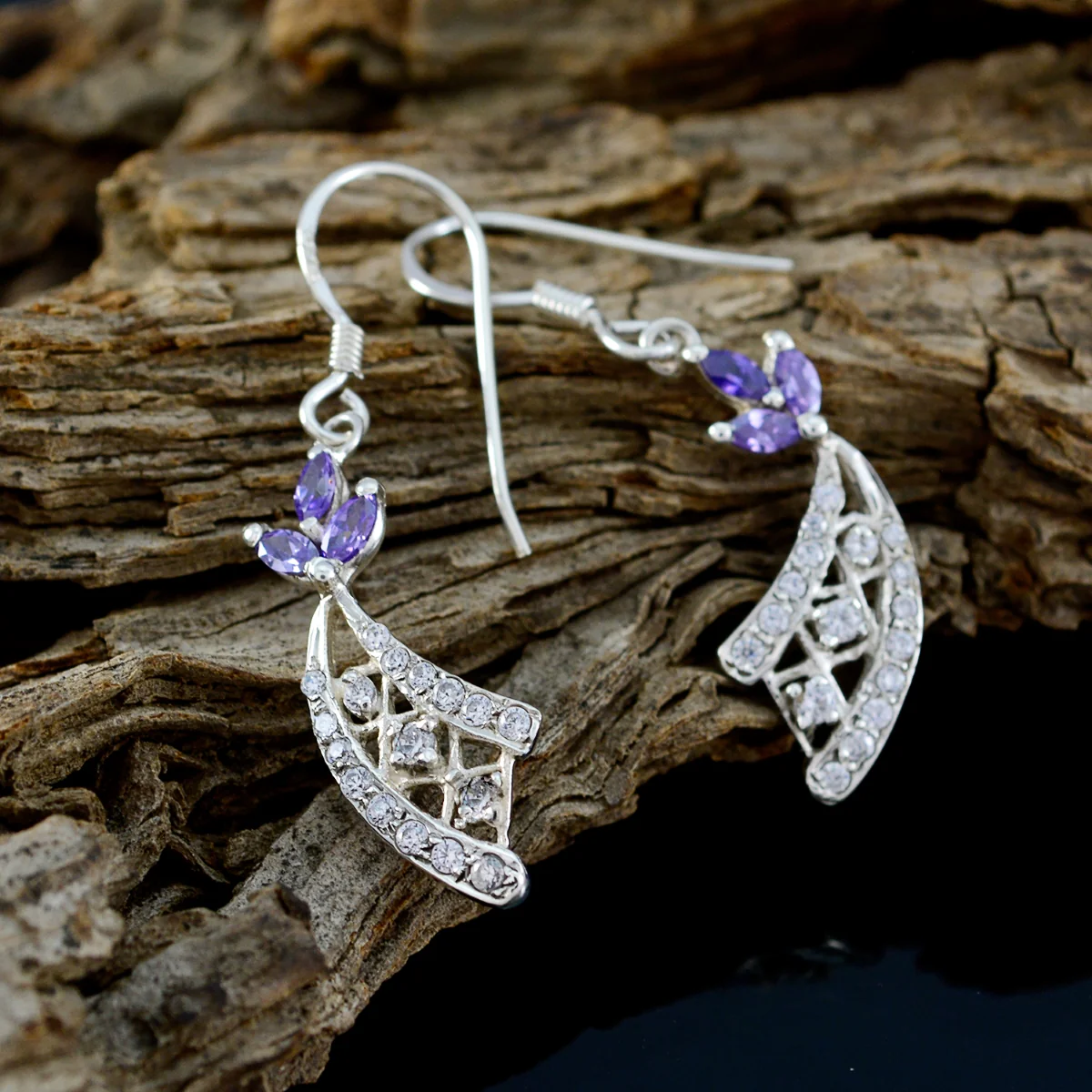 Multi CZ Australian Bella multiple Dangle multicolor Sterling Silver Earring - Image 3