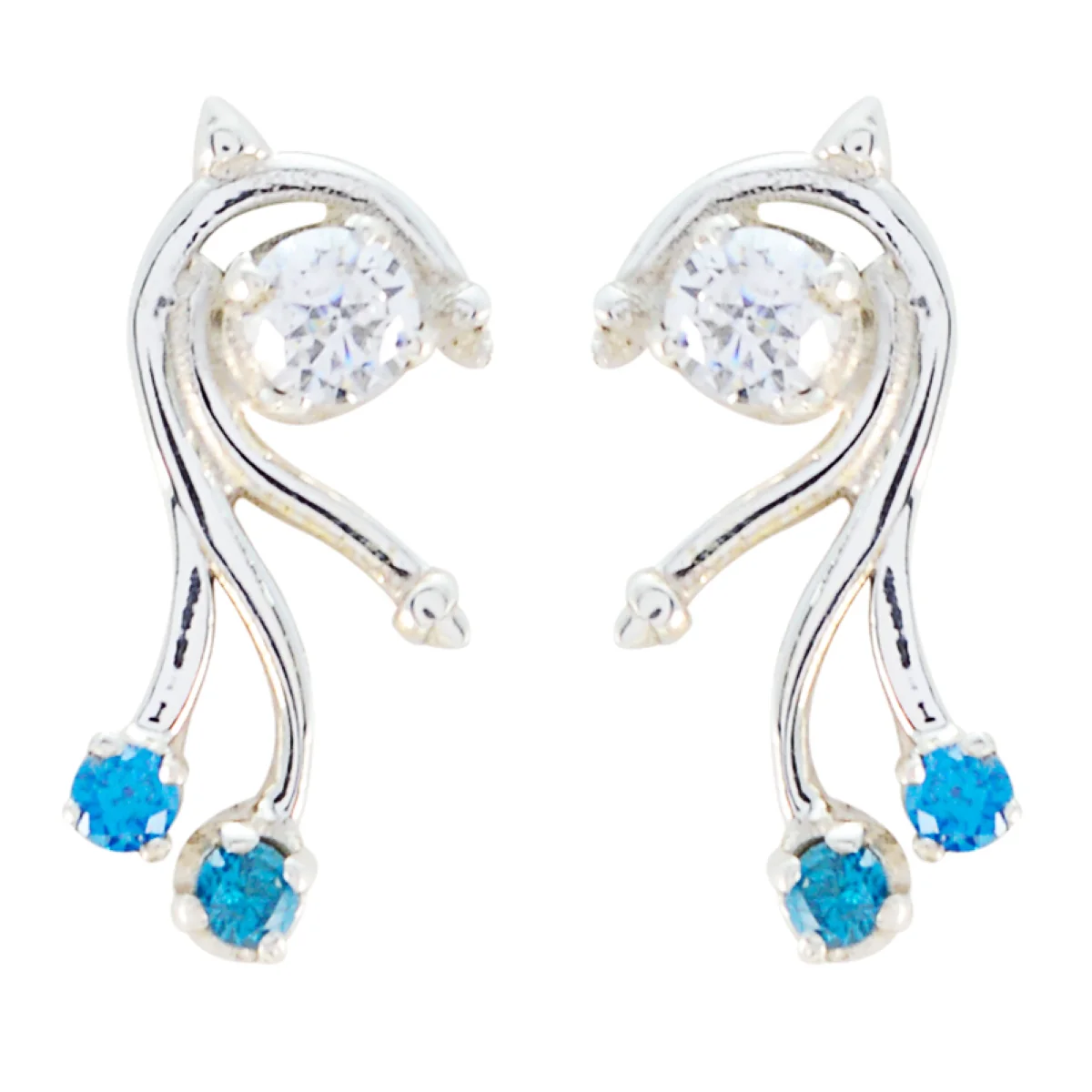 Multi CZ Egyptian Alina multiple Stud multicolor 92.5 Silver Earring