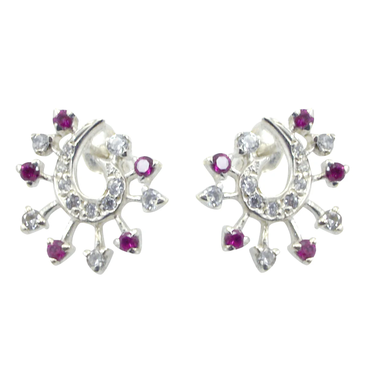 Multi CZ Egyptian Eleanor multiple Stud multicolor 925 Sterling Silver Earring - Image 3