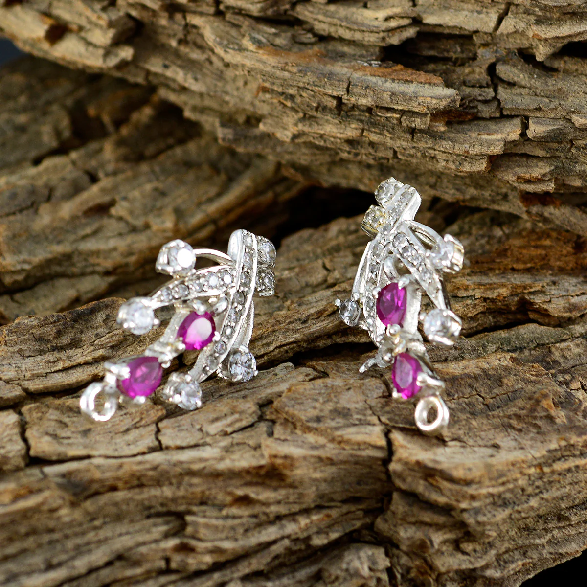 Multi CZ Egyptian Paula multiple Stud multicolor 925 Sterling Silver Earring - Image 3