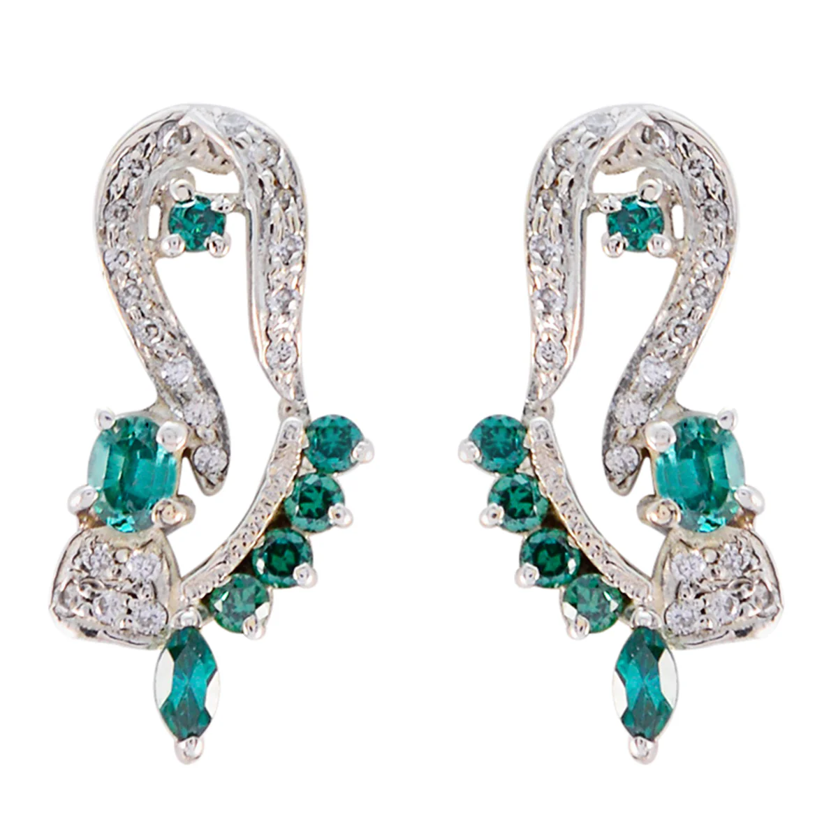 Multi CZ Italian Sara multiple Stud multicolor 925 Silver Earring
