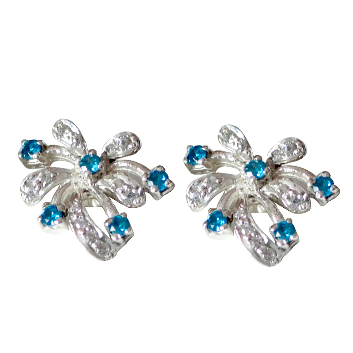 Multi CZ Japanese Aria multiple Stud multicolor 92.5 Silver Earring - Image 3